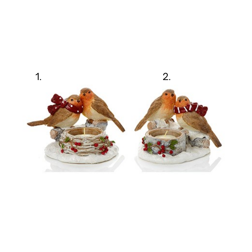 Christmas robin tealight holders ( 2 assortments )