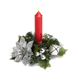 Glitter poinsettia dinner candle ring in 3 colourways