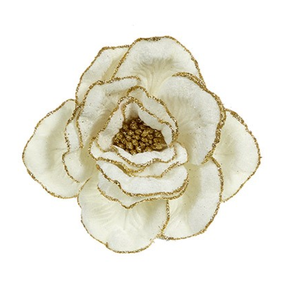 Cream velvet clip on dahlia