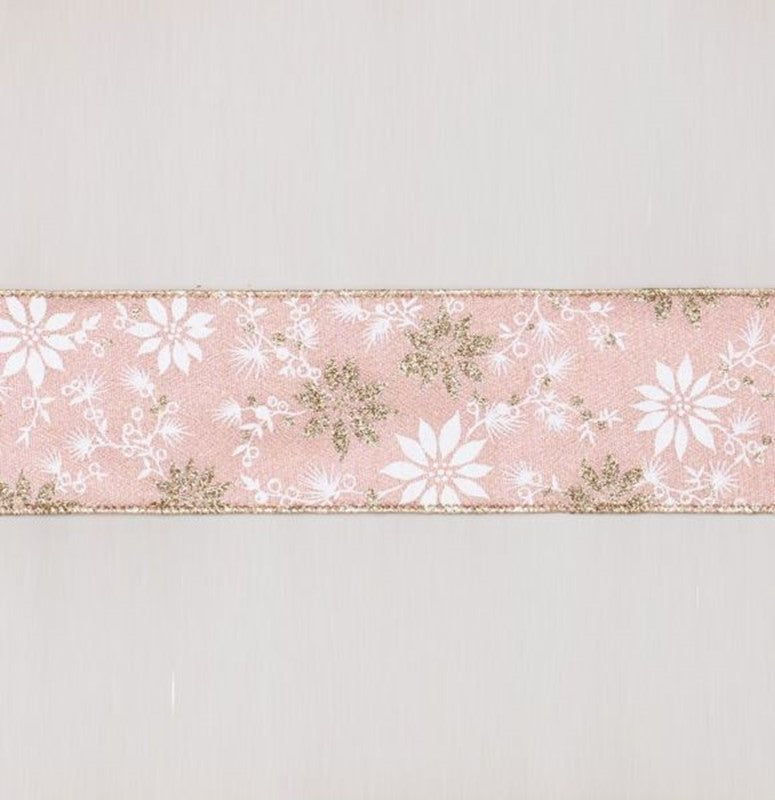 Floral pink and gold ribbon