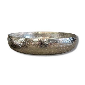 Silver hammered display bowl