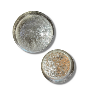 Silver hammered display bowl