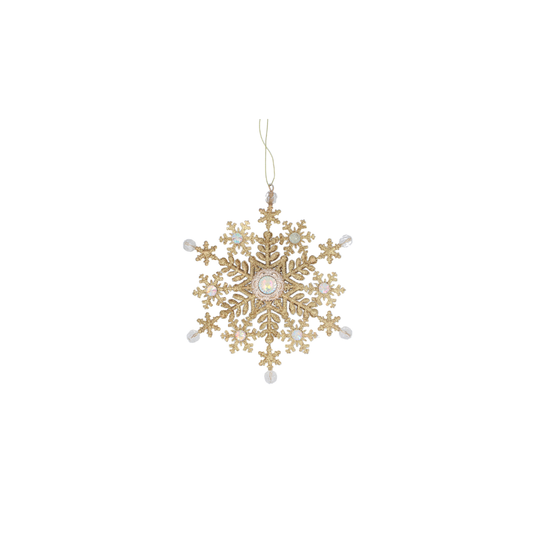 Gold glitter snowflake hanging dec