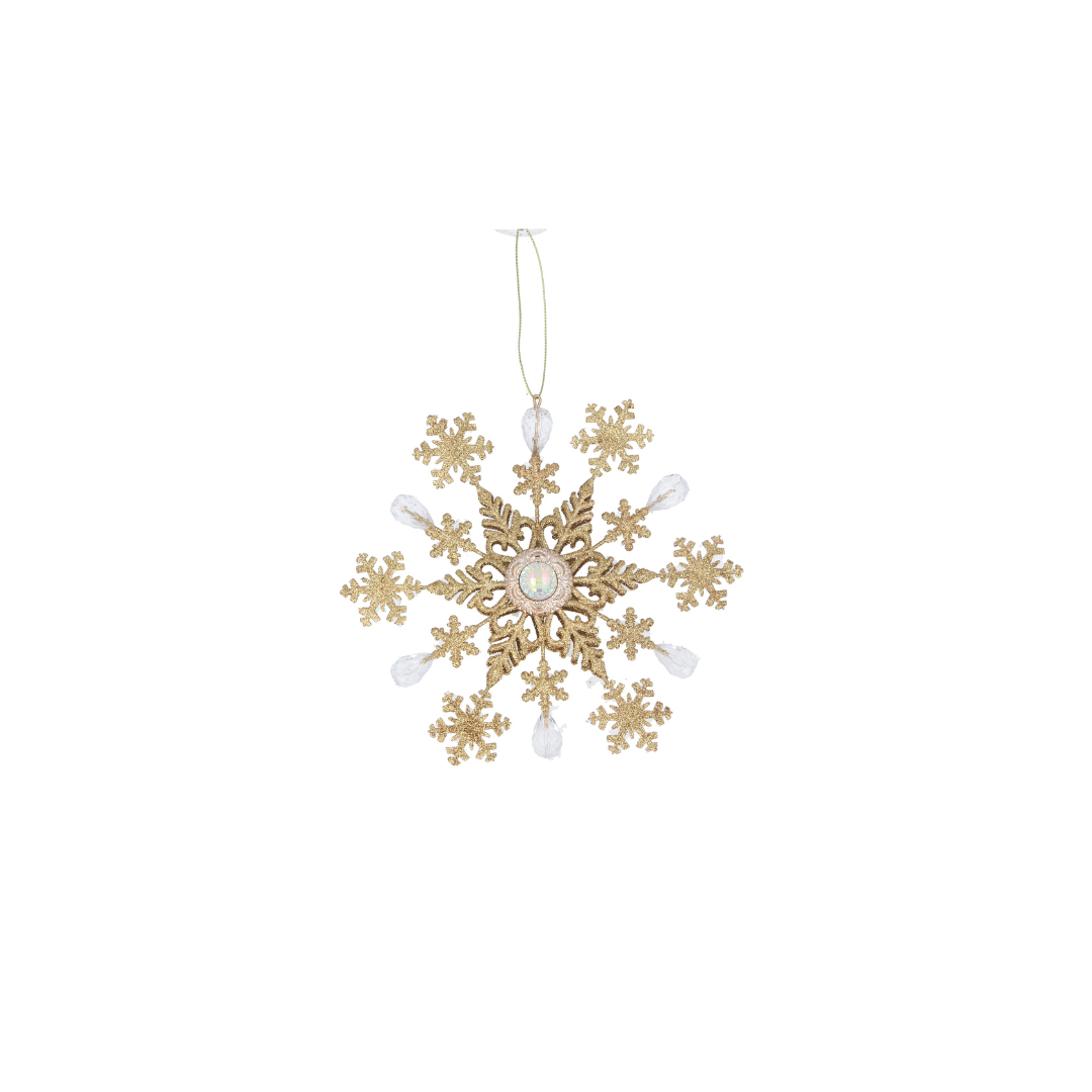 Gold glitter snowflake hanging dec