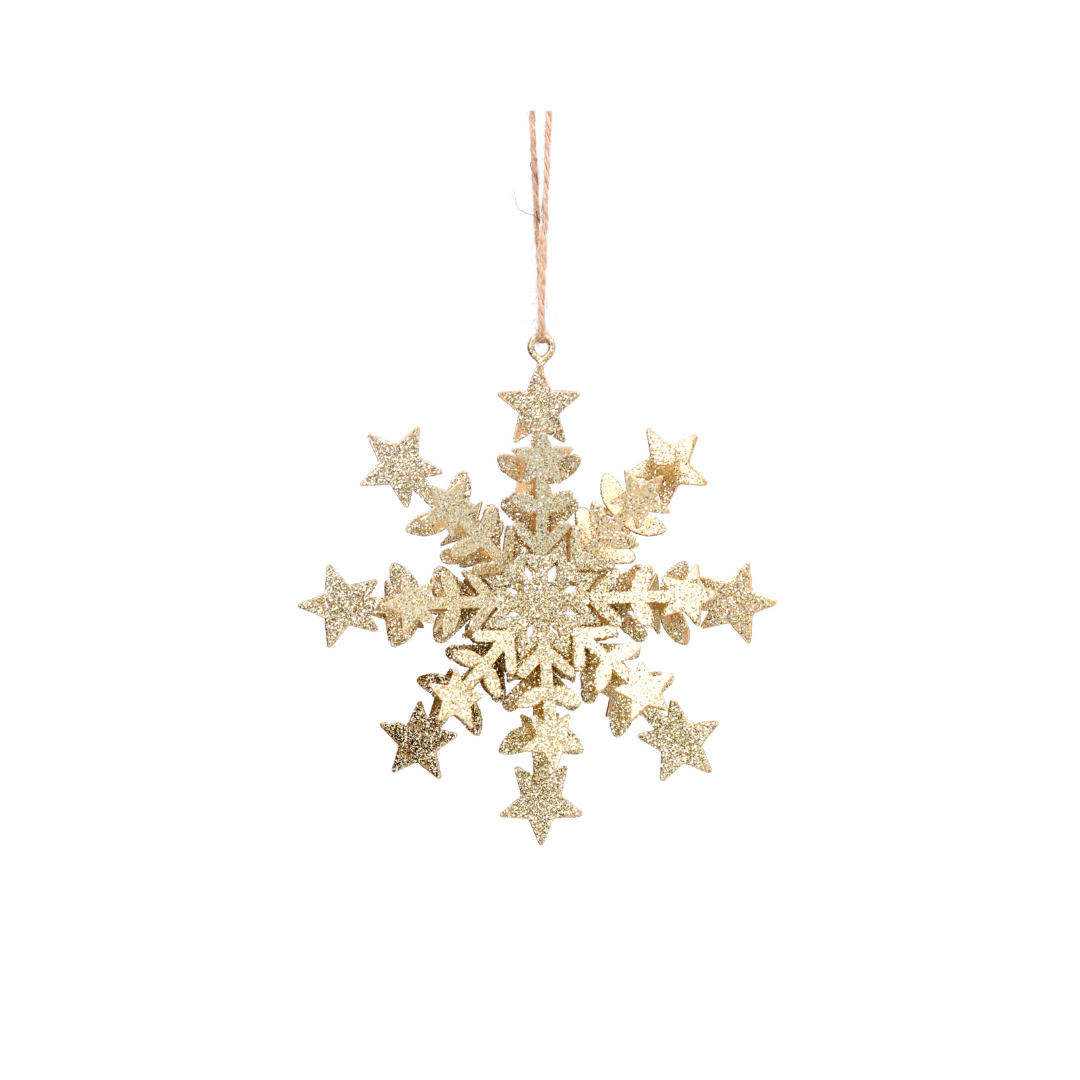 Pale gold semi-3D  snowflake dec