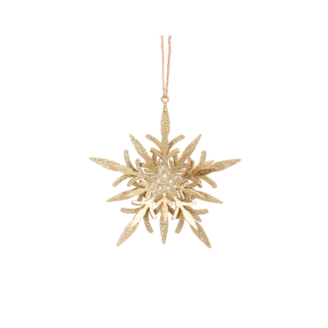 Pale gold semi-3D  snowflake dec