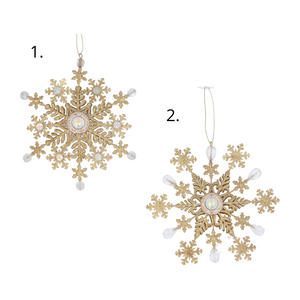 Gold glitter snowflake hanging dec