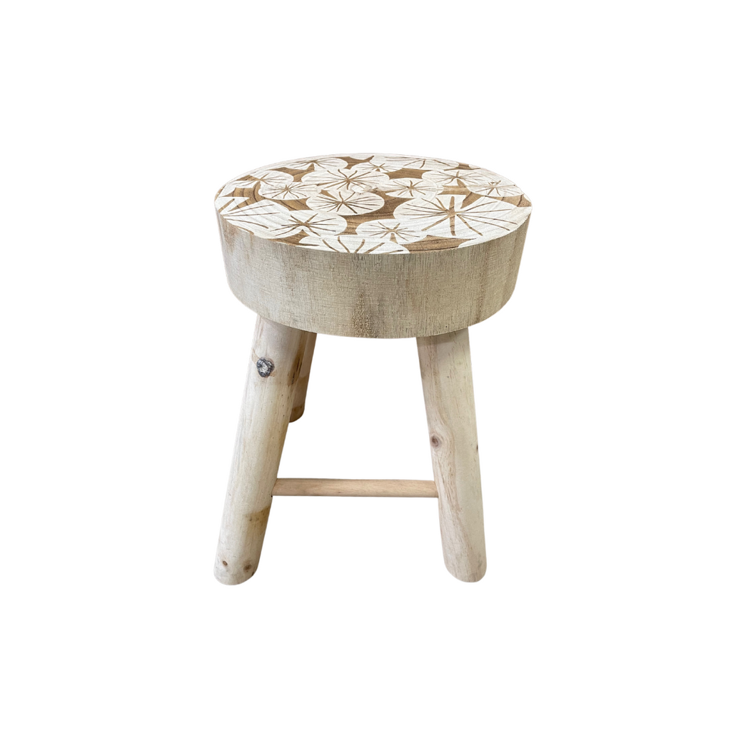 Paulownia wood printed top stool