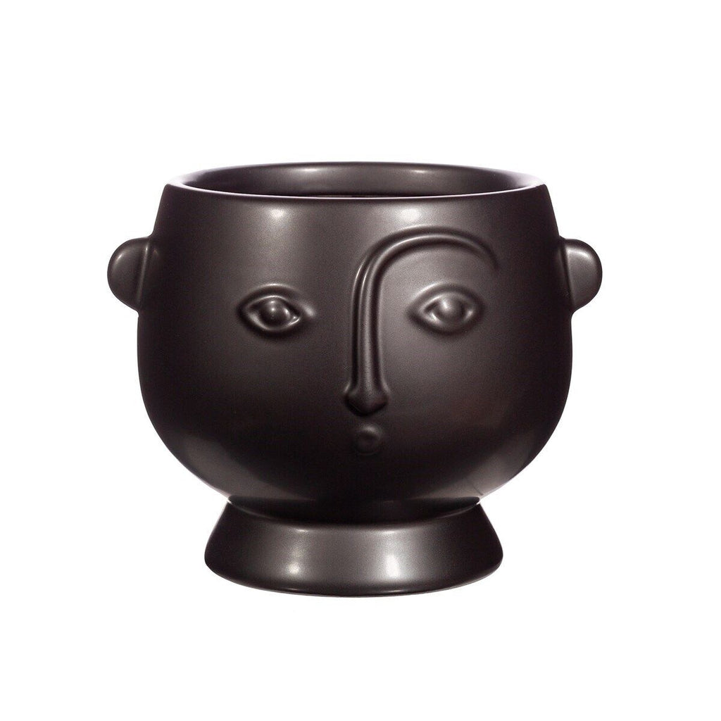 Large face planter in light black