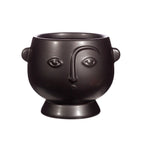 Large face planter in light black
